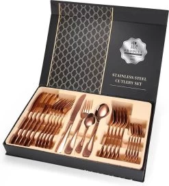 24-delig Luxe Roségoudkleurig Bestekset - RVS - Voor 6 Personen - Familie-set - Elegant Design